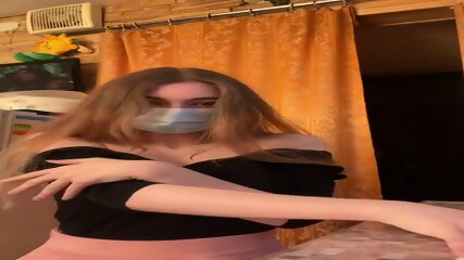 Slim And Busty Teen Strips And Rubs Pussy