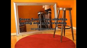 Green Santa Cruz stilettos posing and cock crushing