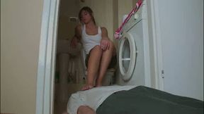 human footstool on the bathroom