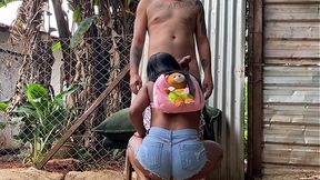 Teen black girl pleases me with her hot ass&#x1F351;, no wife around to see