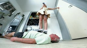 Jennifer Trampling In Her Cute Dress & Black Bow Shoes FLOOR CAM (4K)