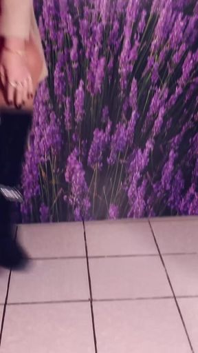 Public High Heels Walking, Worn Pantyhose and Foot Play