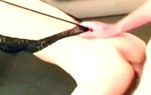 Blonde tranny gets mouth fuck