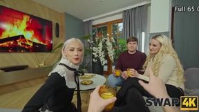 Exciting Couple Swap Adventure: Threesome Fun in Public!