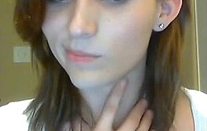 Brunette teen tgirl tries to wank on cam