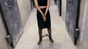 CC086 ROPE BONDAGE STRUGGLING HANDCUFF AND SHACKLE IMPRISON SLAVE TRAINING