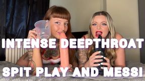 PURE MESSY FILTH! SPIT PLAY AND DEEPTHR0AT WITH OUR BIGGEST TOYS!