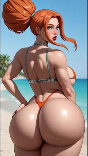 Huge Ass Bounce on Beach, Ai Animation