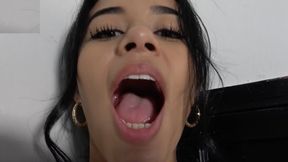"Stare Deep Inside My Mouth!" - Latina Open Mouth Worship POV
