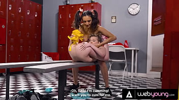Petite cheerleaders Eliza Ibarra & Coco Lovelock in wild locker room sex