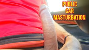 Man with big cock Masturbates unabashedly in Public: Car Exposure