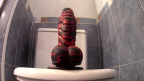 Ruined Orgasm with Alien Dildo. See Through Thong Panty