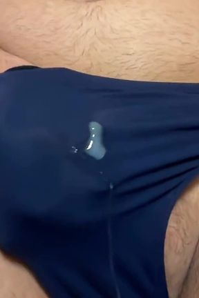 Blowing a Load in Blue Speedo