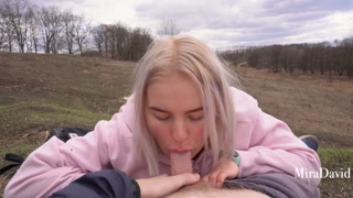 Our bike ride turned into a sweet blowjob with cum in mouth - MiraDavid