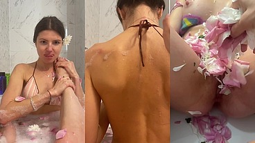 Romantic and sensual foam and flowers bath with Maya Rose