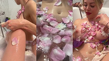 Romantic and sensual foam and flowers bath with Maya Rose
