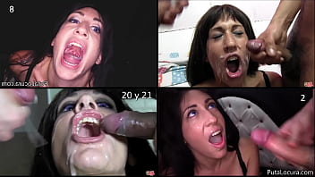 Eloa Lombard gets covered in a split-screen bukkake