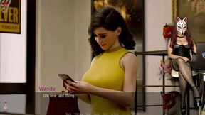 Playful fox gamer girl in stockings and see-through bra