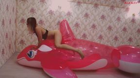 Alla fucks with a pink transparent inflatable whale!!!