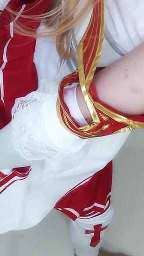 Cosplayer Gives a Blowjob and Gets Fucked Leaning Against the Wall