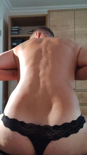 Sissy with Perfect Ass Ridding on Chair