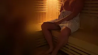 Twink caught jerking off in public sauna with stranger's underwear