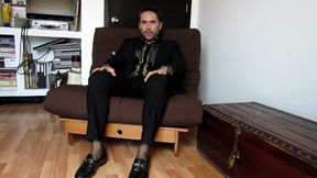 Gio's black loafers and black ultrasheers