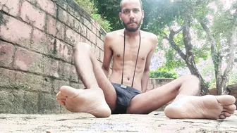 Uncut black twink strokes his big cock to a creamy finish