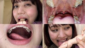 Yukino Nagasawa - Showing inside cute girl's mouth, chewing gummy candys, sucking fingers, licking and sucking human doll, and chewing dried sardines mout-177