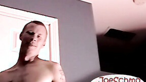 Ebony man with white man throatfucking & masturbating