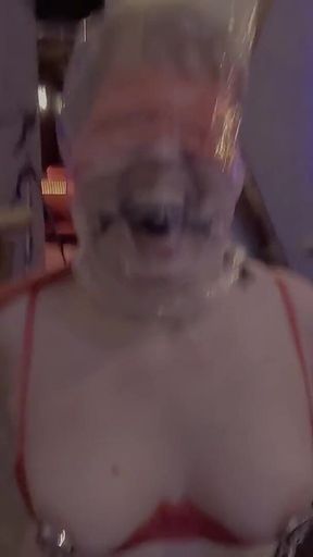 Multiple Orgasms on Sybian While Bondage BDSM Play in Dungeon