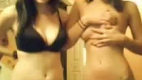 Shy but cute brunette teens stripteased for my joy on webcam