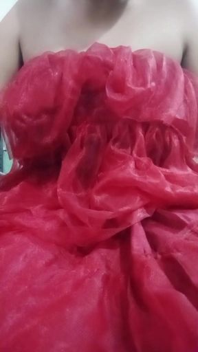 Indian Gay Crossdresser Gaurisissy Real XXX Homemade Sex in Red Lehenga