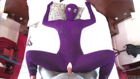 219 POV Nora Fox purple nylon Zentai encasement creampie