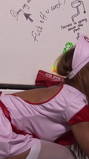 Epic moment from "Naughty nurse playing with a big cock in the gloryhole"