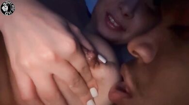 Lil D pokes baldheaded baddie Aliyah Hadid riding his fat dick while slurping titty milk