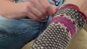 Wool sock peel, scrunching, flexing, and wiggling in your face!
