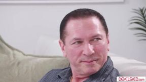 Stepdaughter Satine Summer wants her stepdad to teach her anal sex. The guy hesitated but she insists,so he spreads her legs but fucks her pussy first