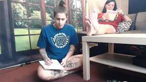 She Doesn't Know Can't Resist Her Barefeet Masturbating Lesbians