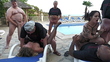 Hot pool party in Barcelona, Holy and Venom need lots of cocks