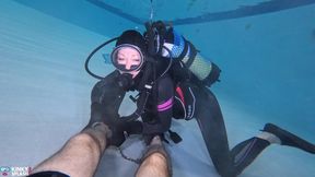 Underwater Scuba Slave Training – Dominated in Chains & Wetsuit Edging - MP4