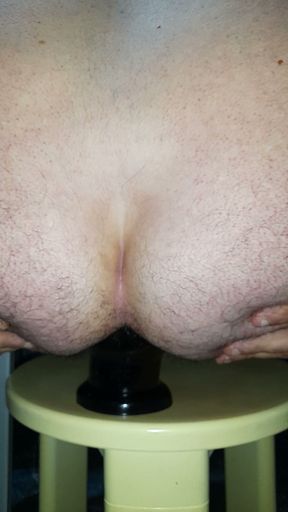 Dildo extreme big and wide 16 cm dilating my ass to the bottom close-up, my ass very broken and open riding wide dildo