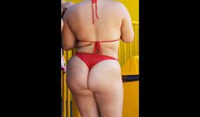 massive ass red bikini busty girl