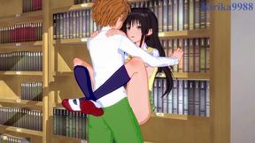 Yui Kotegawa and Rito Yuki have intense sex in a deserted library. - To Love Ru Hentai