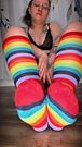 Wiggling my toes in my favorite rainbow socks 🤭👣🌈