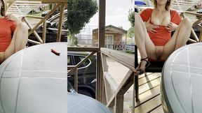 exhib sur la terrasse du mobil home