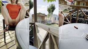 exhib sur la terrasse du mobil home