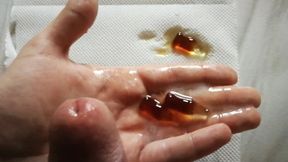 Urethral Sounding gummy cola in cock, eat it(ASMR),cum again