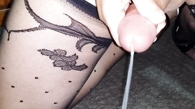 29V Moaning and Cuming twice in Black Stayup Stockings