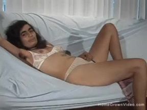 Hairy homemade from Uruguay uses a dildo on her pussy